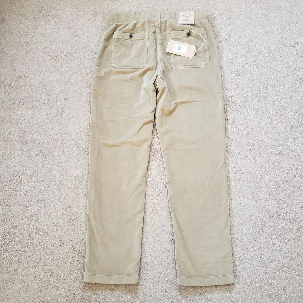 NWT Faherty Stretch Terry Corduroy Sz Medium Mens Barley Brown Utility Pants